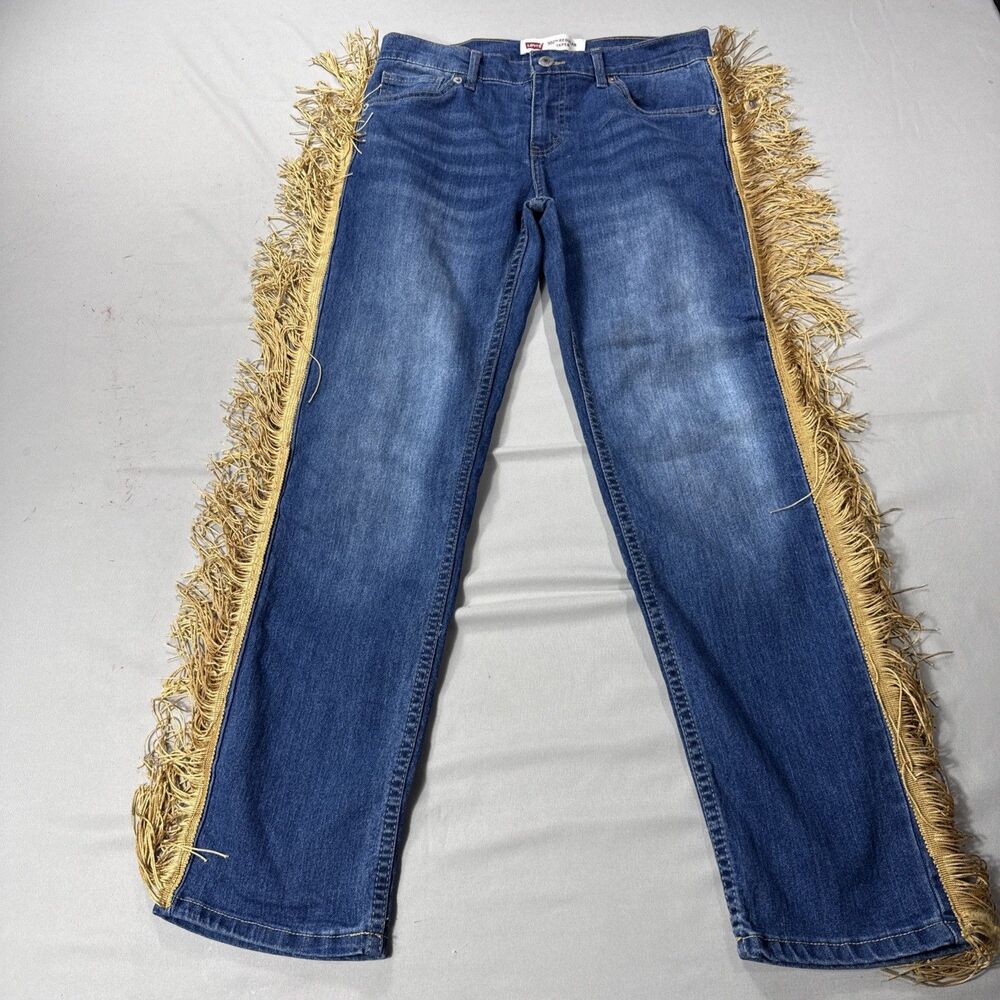 Levis Womens 502 Regular Tapered Jeans Size 14 Cowgirl Western wtih FRINGE